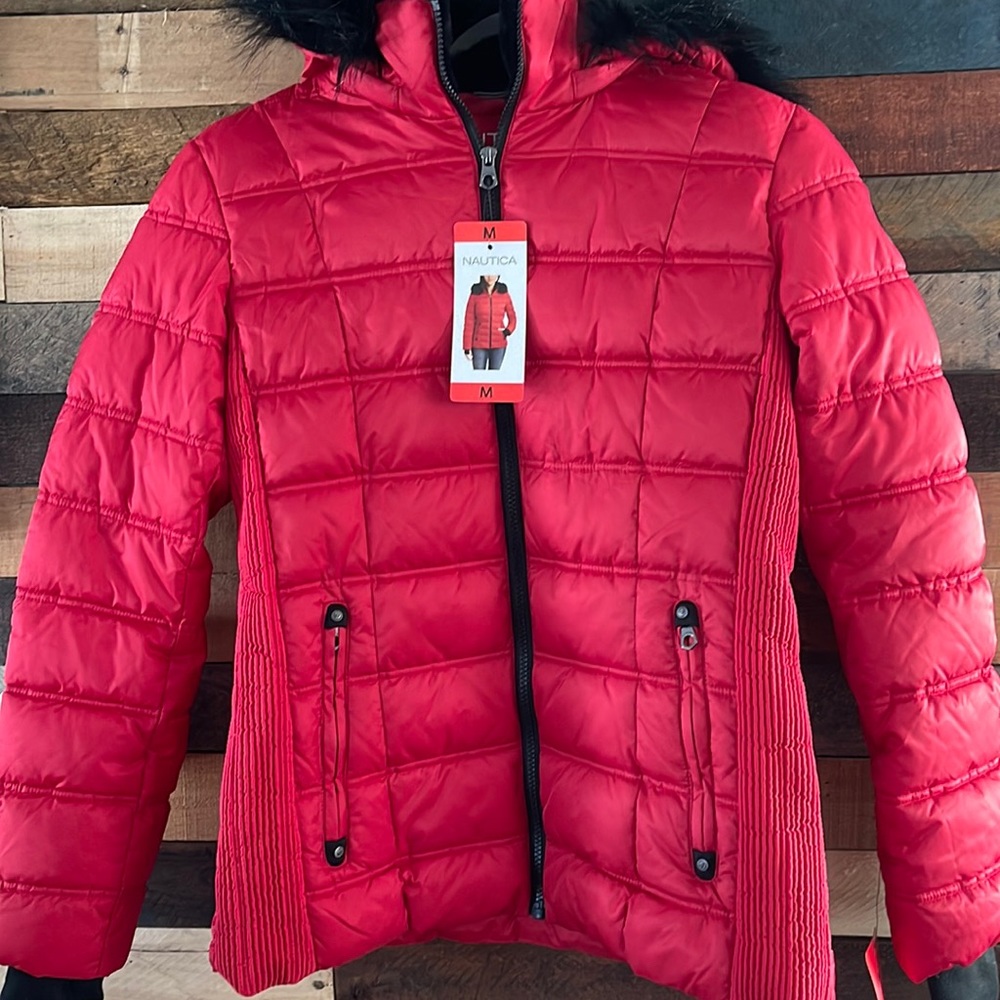 Red Nautica puffer jacket aline